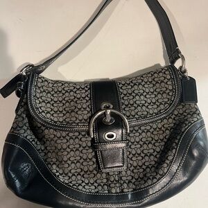 Coach Black and Gray Patterned Shoulder Bag